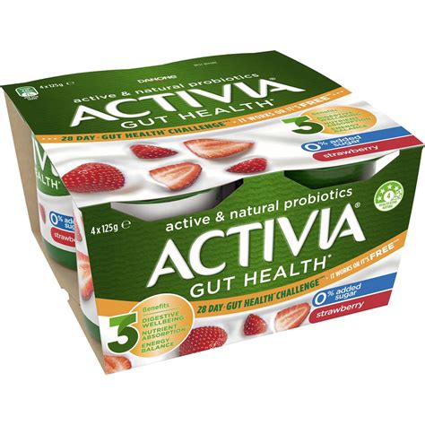 Activia Danone Probiotic Yoghurt No Added Sugar Strawberry 125g X 4 ...