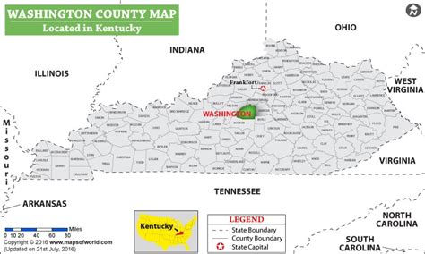 Washington County Map, Kentucky