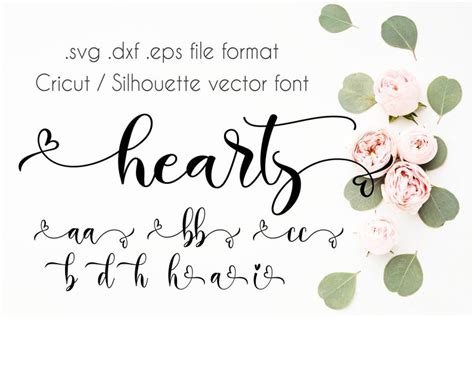 Hearts swirly font Swash font Wedding font Heart connected | Etsy ...