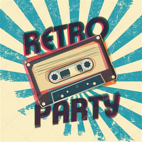 Retro party music poster design with vintage style and equipment ...