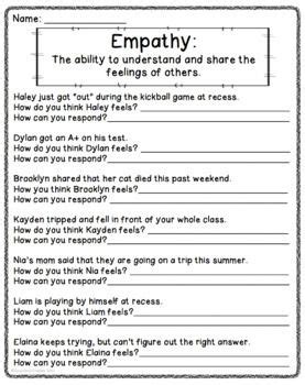 empathy worksheets free by counselor chelsey tpt - empathy worksheets ...