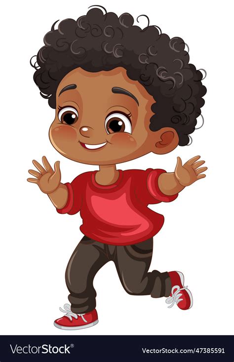 African american kid cartoon character Royalty Free Vector