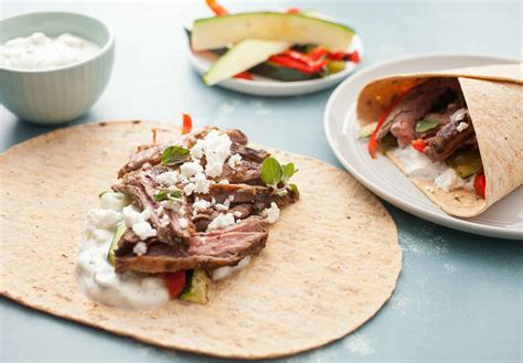 Greek Steak Wraps - Grilled and Stuffed ~ Macheesmo