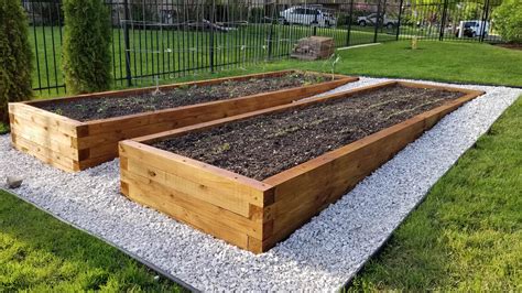 Beautiful Raised Bed Garden. Pressure-Treated Wood and Eco Natural Stain.