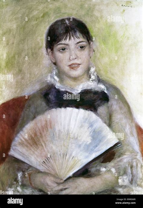 Reproduction of August Renoir s painting The Girl with Fan from the ...