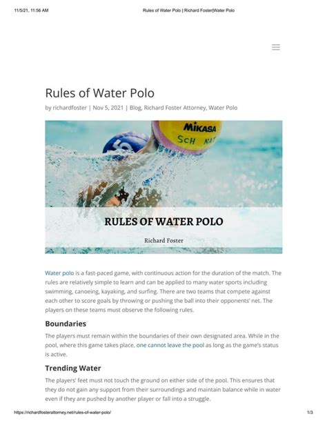 Rules of Water Polo | PDF