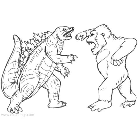 Godzilla Vs Kong Coloring Pages Printable - XColorings.com