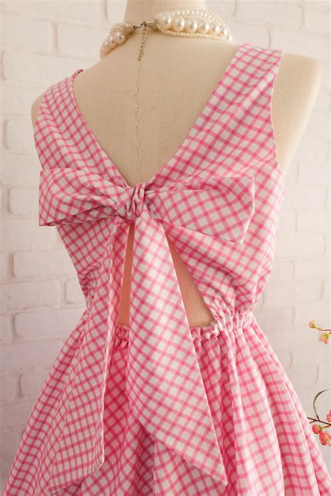 Plaid Dress Plaid Sundress Pink Dress Pink Bow Dress Party Dress Pink ...