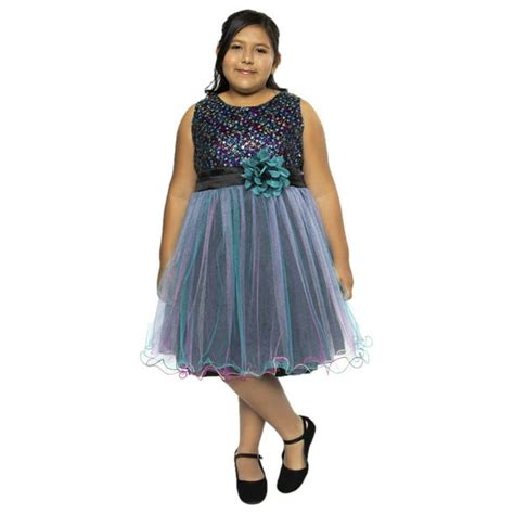 Kids Dream - Kids Dream Girls Teal Blue Sequin Tulle Plus Size ...