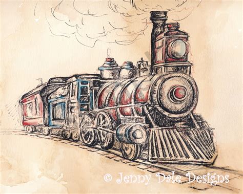 Vintage Train Drawing at PaintingValley.com | Explore collection of ...