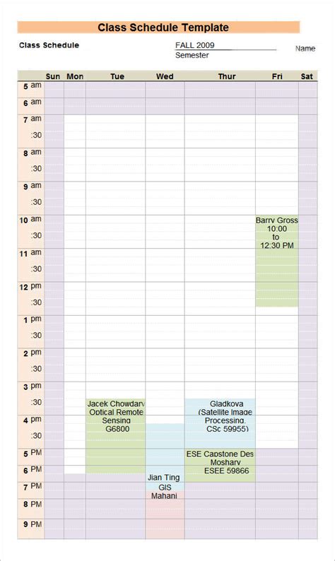 7+ Sample Class Schedules | Sample Templates