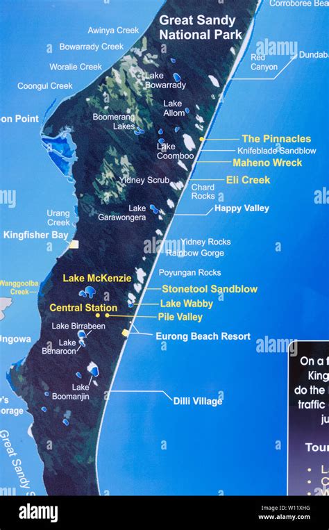 A large wall map of Fraser Island, Queensland, Australia Fraser Island ...