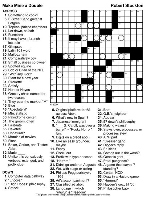 Printable Crossword Puzzles Hard