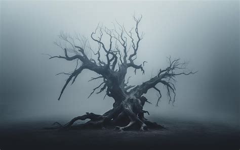 Premium AI Image | a spooky old tree with a spooky tree in the background.