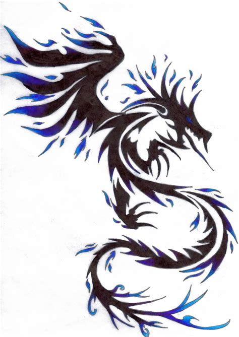 Blue Fire Dragon Tribal Tattoo Design By Kitsune Lunar Rose | Tatuajes ...