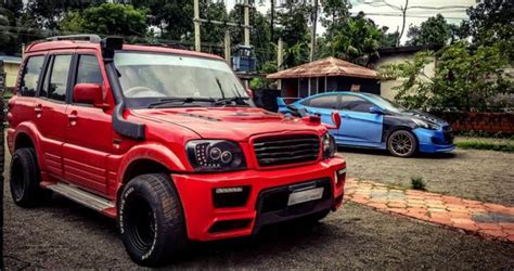 This modified Mahindra Scorpio is red hot muscle