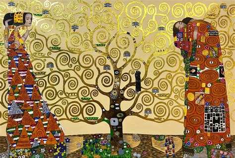 Gustav Klimt the Tree of Life, Gold Leaf Oil Painting on Canvas, 24x36 ...