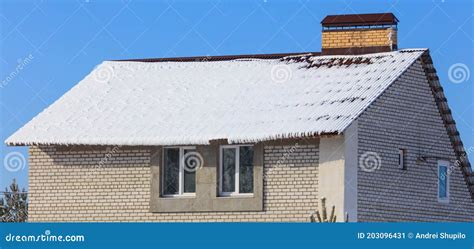 Snow on the Roof of the House Stock Image - Image of landscape, winter ...