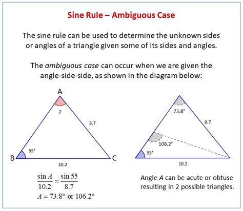 Sine Rule (examples, solutions, videos, worksheets, solutions, activities)