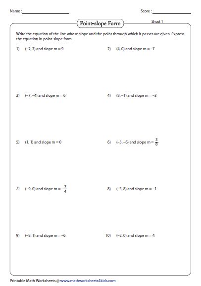 Slope Form Printable Worksheet - Printable Forms Free Online