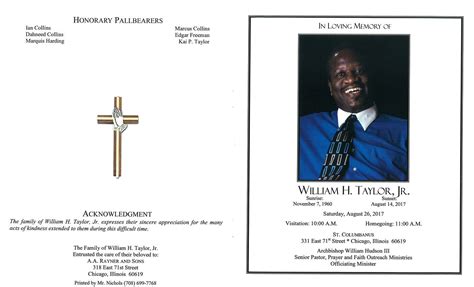 William H Taylor Jr Obituary | AA Rayner and Sons Funeral Homes