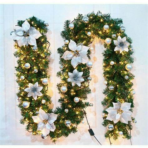 Pre-Lit Christmas Garland, Realistic Christmas Garland with 50 Lights ...