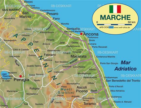 Map of Marche (Italy) - Map in the Atlas of the World - World Atlas