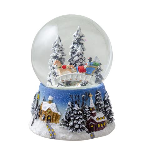 6 Musical Winter Forest Sleigh Ride Christmas Snow Globe Tabletop ...