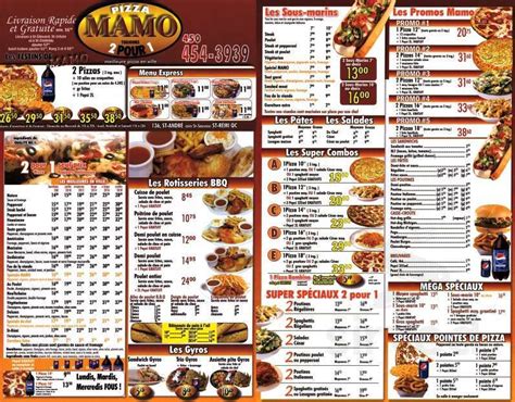 Pizza Mamo menu in Saint-Rémi, Quebec, Canada