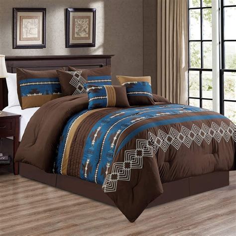 7 Piece Western Southwestern Design Comforter Set Multicolor NAVY ...