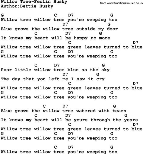 Country Music:Willow Tree-Ferlin Husky Lyrics and Chords