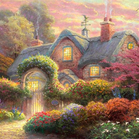 Cottage | Thomas kinkade, Thomas kinkade art, Thomas kinkade paintings