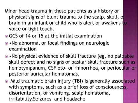 Minimal Traumatic brain Injury in children - ppt download