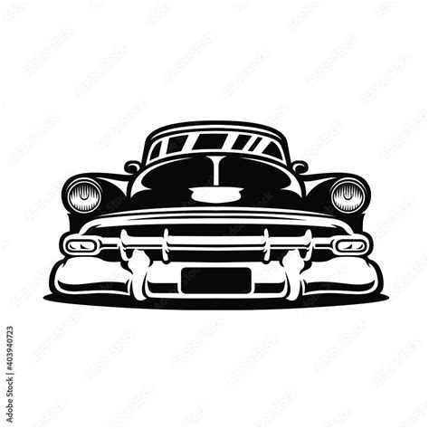 Vintage Car Front View Vector. Classic Hot Rod Car Vector Image ...