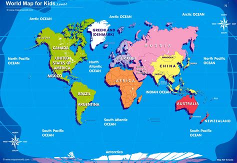 Printable World Map With Countries For Kids