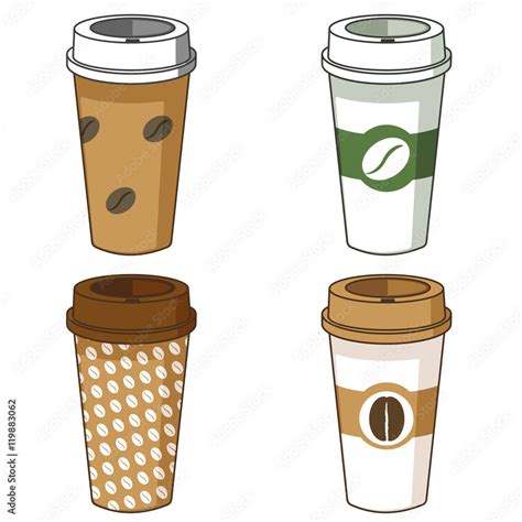 Take away coffee cup illustration set Stock Vector | Adobe Stock