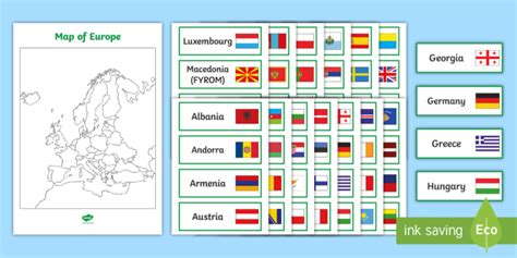 A3 Europe Map and Country Name Matching Activity - Map of Europe Poster