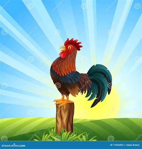 Red Rooster Crowing Into A Microphone. Vector Illustration ...