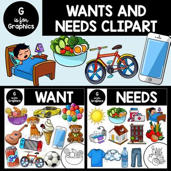 Wants and Needs Clipart Bundle by G is for Graphics | TPT