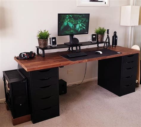 Mahogany table top and alex drawers, computer desk, office table ...