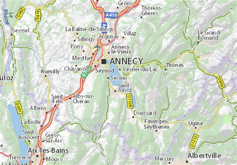 MICHELIN-Landkarte Lac d'Annecy - Stadtplan Lac d'Annecy - ViaMichelin