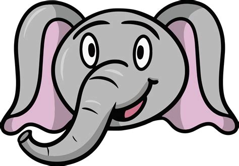 Funny Cute little elephant smiling, cartoon elephant emotions, vector ...