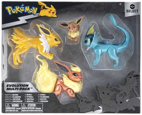 Pokemon Select Eevee, Flareon, Jolteon Vaporeon Exclusive 3 Evolution ...