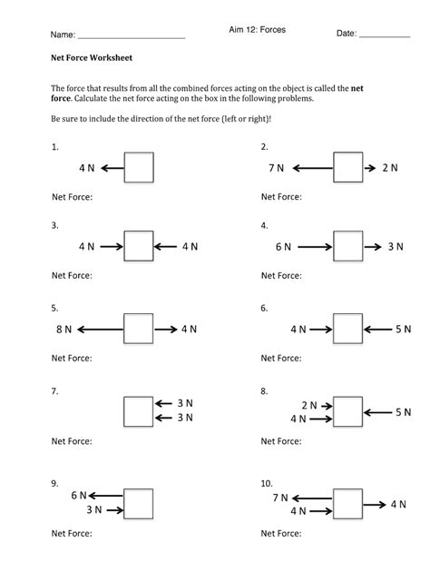 Net Force And Acceleration Worksheet Answers — db-excel.com