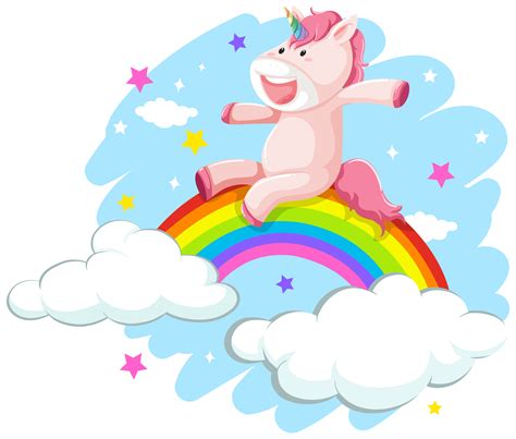 A happy unicorn on rainbow 299606 Vector Art at Vecteezy