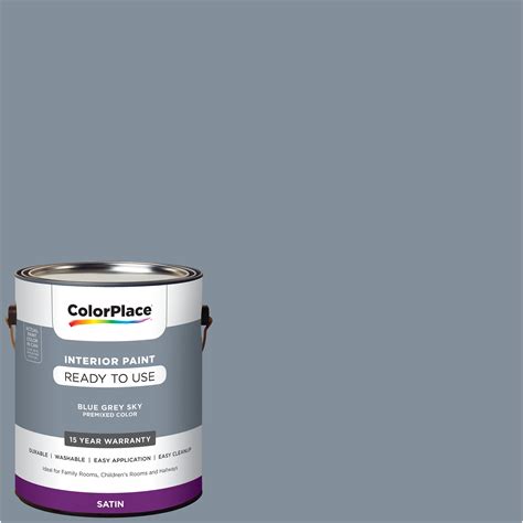 ColorPlace Ready To Use Interior Paint, Blue Grey Sky, 1 Gallon, Satin ...