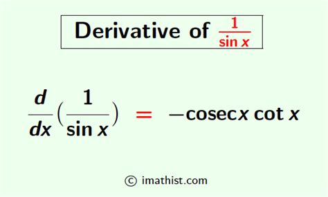 Find derivative of 1/sinx (1 by sinx) - iMath