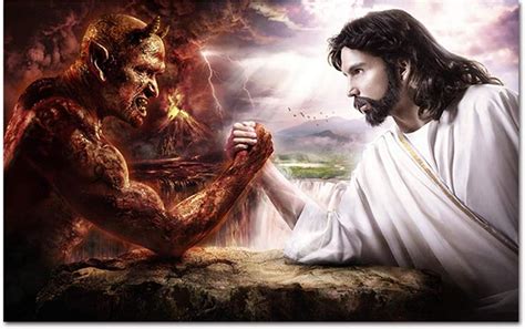 New popularity Jesus VS Devil Picture Framed Wall Satan Fights Decor