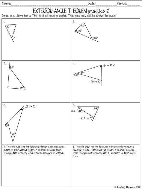 Exterior Angle Theorem Worksheet – Englishworksheet.my.id