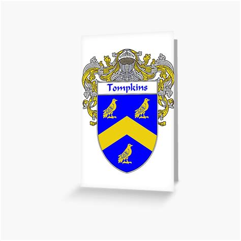 "Tompkins Coat of Arms / Tompkins Family Crest" Greeting Card for Sale ...